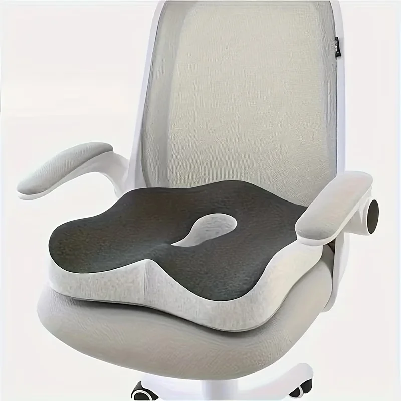 1 Ergonomic Memory Foam Seat Cushion with a Central Groove,for Office/home/car Tailbone and Sciatic Nerve Pain