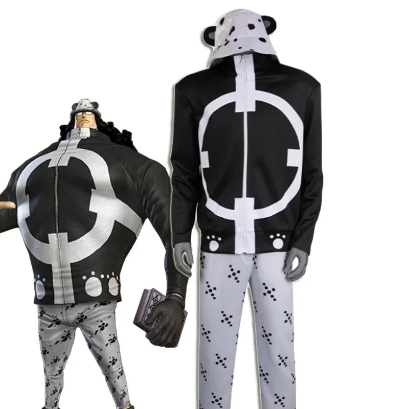 バーソロミュー・クマ コスプレ衣装 黒の衣装 クマの爪付き 白いパンツ 帽子 カーニバル ハロウィン 仮装 タイラントベアセット 男性用