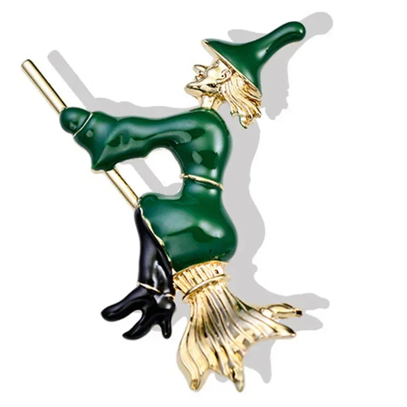 Cartoon Brooch Portrait Witch Brooches Broom Personality Creative Sweater Overcoat Accessories Vintage Classic High Quality Gift image 5