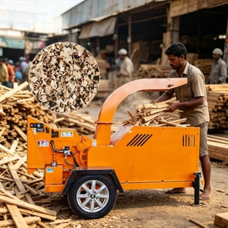 12 Inch Diesel Wood Chipper Shredder Machine Drum Wood Chipper Hydraulic Feeding Wood Crusher for Industrial Mulching Work  