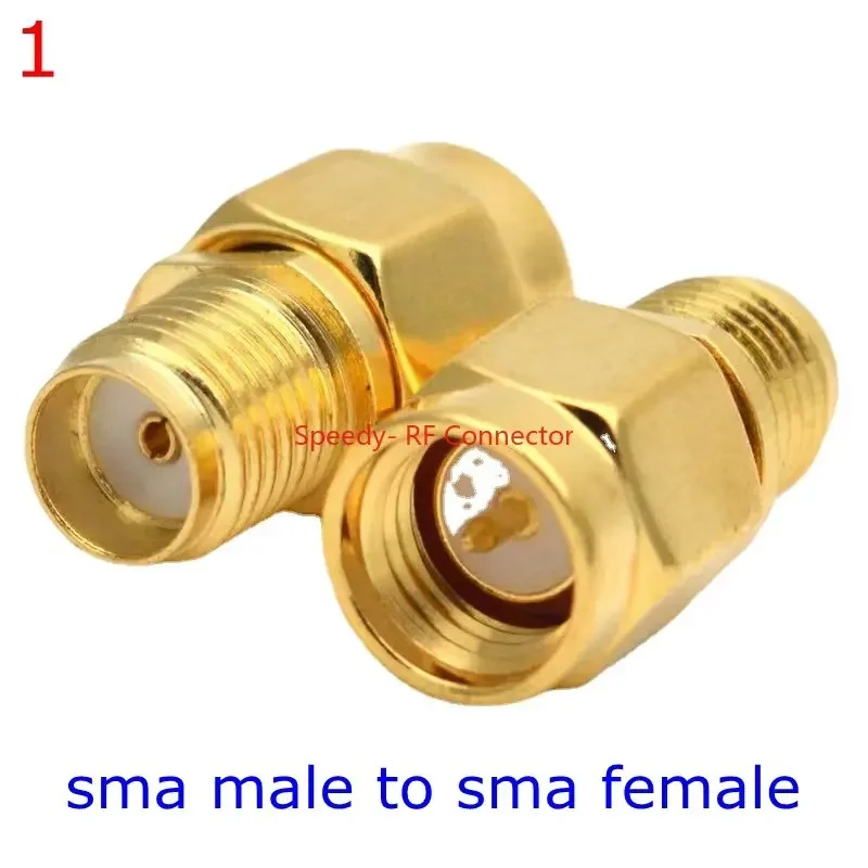 2Pcs/lot SMA To SMA Male Female Straight Connector 90 Degree Right Angle Tee Type 3Way Splitter RPSMA To RP-SMA Male Adapter RF