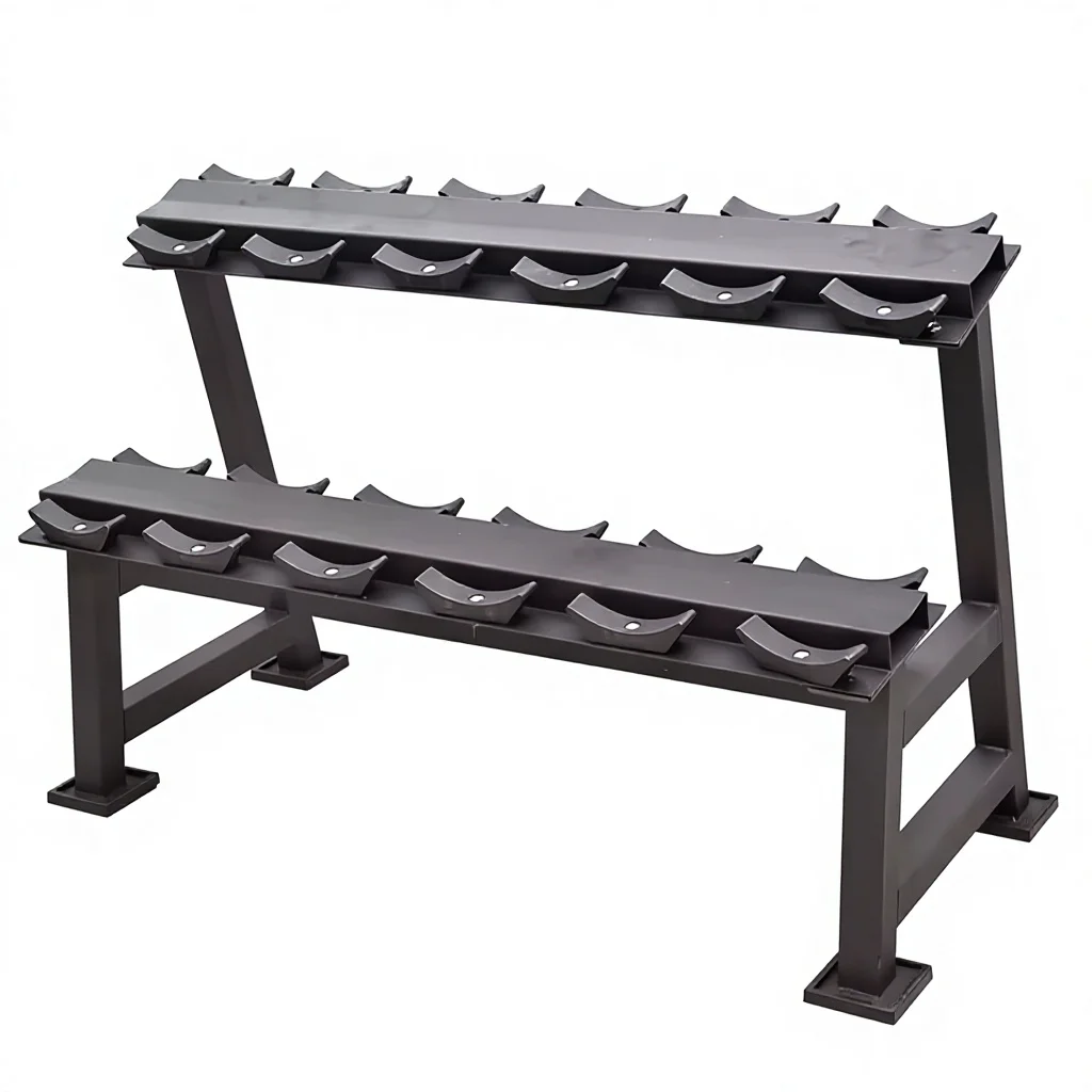 2026 2-Tier Round Head Iron Dumbbell Rack Gym Trainer 6-Pair Storage Stand with Dumbbell Storage Unisex