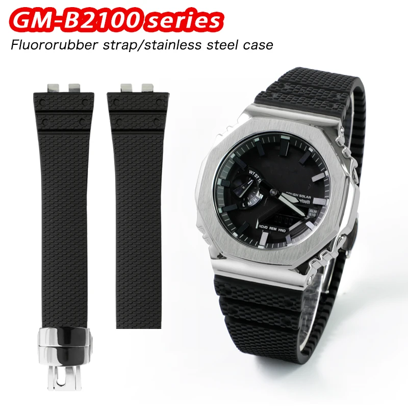 Compatibile con cassa in acciaio inossidabile GM-B2100 e cinturino in caucciù fluorurato per la modifica degli accessori dell'orologio.