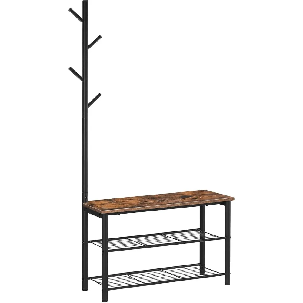 

3-Tier Shoe Rack,Entry Bench with Mesh Shelves, for Entryway, Living Room, Hallway, Easy Assembly Shoe Shelf
