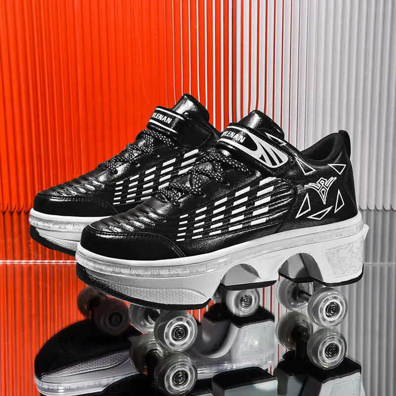 Youth New Roller Shoes With 4 Wheels Retractable Walking Running Parkour Students Boys Girls Urban Pulleys School Skate Shoes view 3