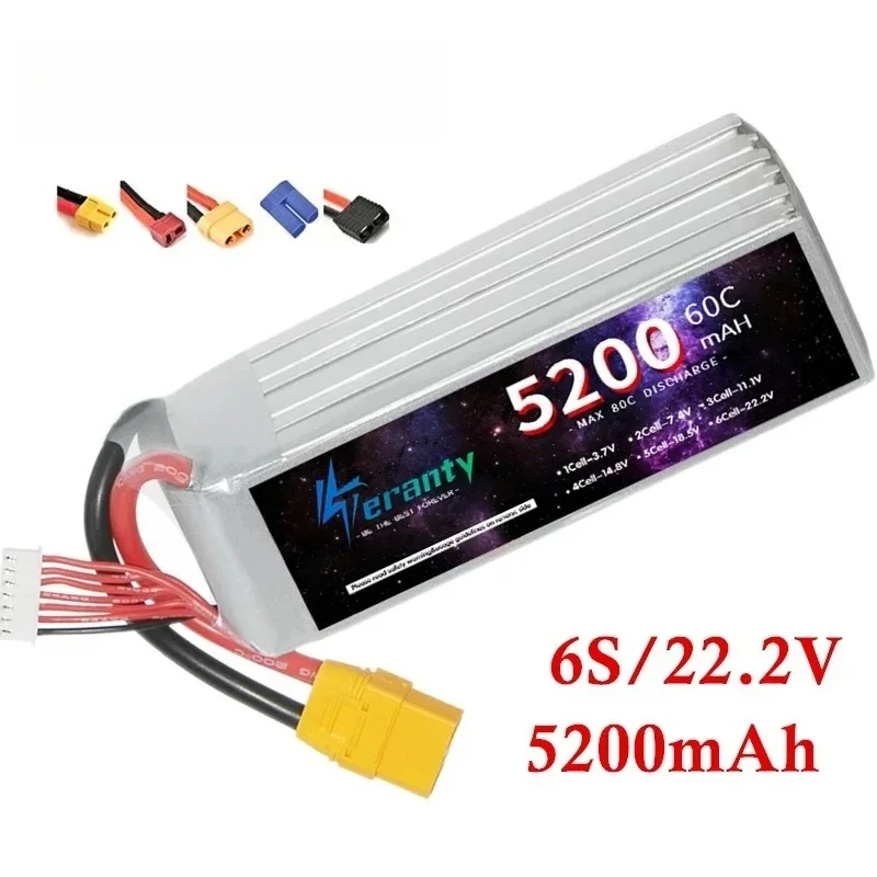 

6S 5200mAh Lipo Battery 22.2V 60C Softcase with EC5 XT60 T XT90 Plug For Tank RC Car Train Buggy Boat RC Models Parts