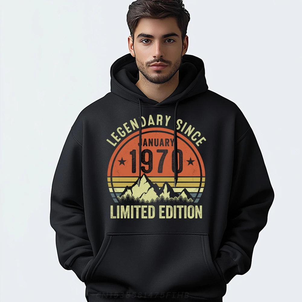 

Legendary Since January 1970 Limited Edition 55th Birthday Oversized Hoodie Men Men Vintage Pullover Hoodies Tops Hoodie