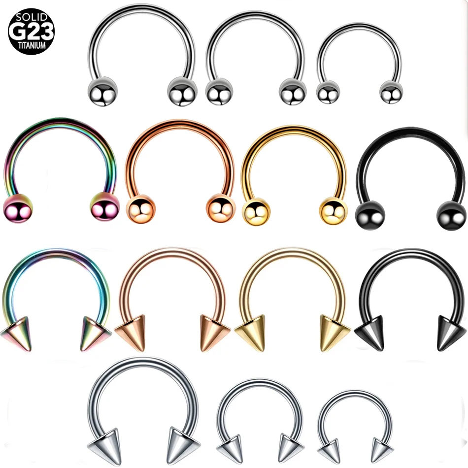 1PC Hot Sale Nose Horseshoe Ring Nose Septum Ring G23 Titanium Circular Piercing Ear Cartilage Tragus Body Jewelry Piercing