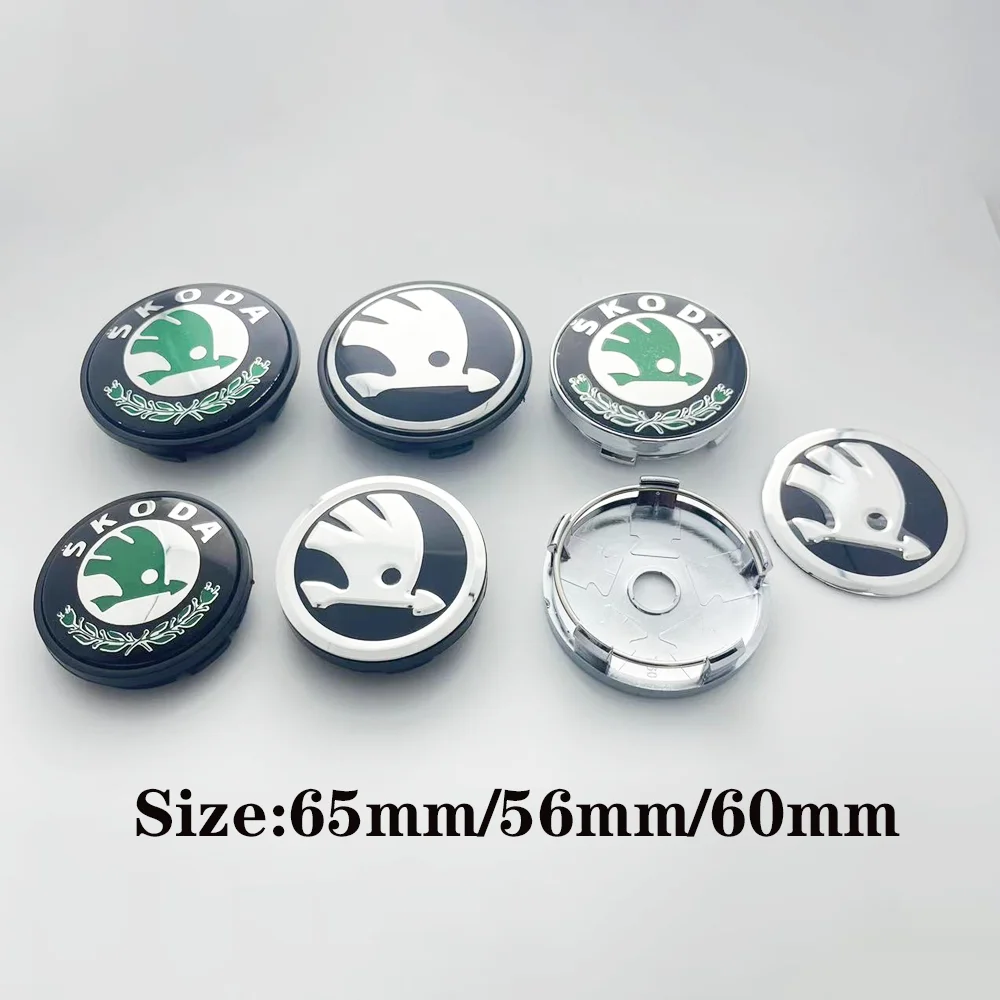 4pcs 55mm 65mm Car Original Wheel Center Covers Hub Caps Emblem Replacement Auto Modification Accessories for Skoda Badge Logo