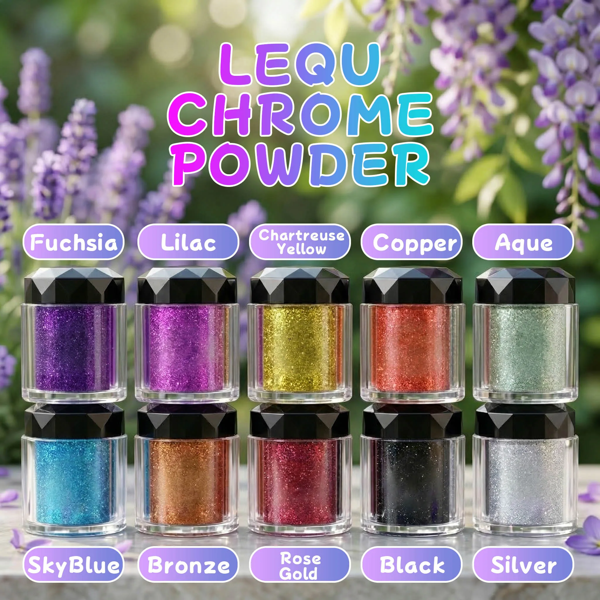 DIY 10-Color Magic Mirror Powder, Mirror-Effect Mica Powder, suitable for nail art, ring resin, slime, crafts, and mugs