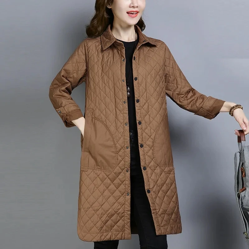 2025 New Women Mid-Length Jacket Autumn Winter Parkas Women\'s Light Thin Down Cotton Coats Ladies Casual Basic Outerwear Ladies