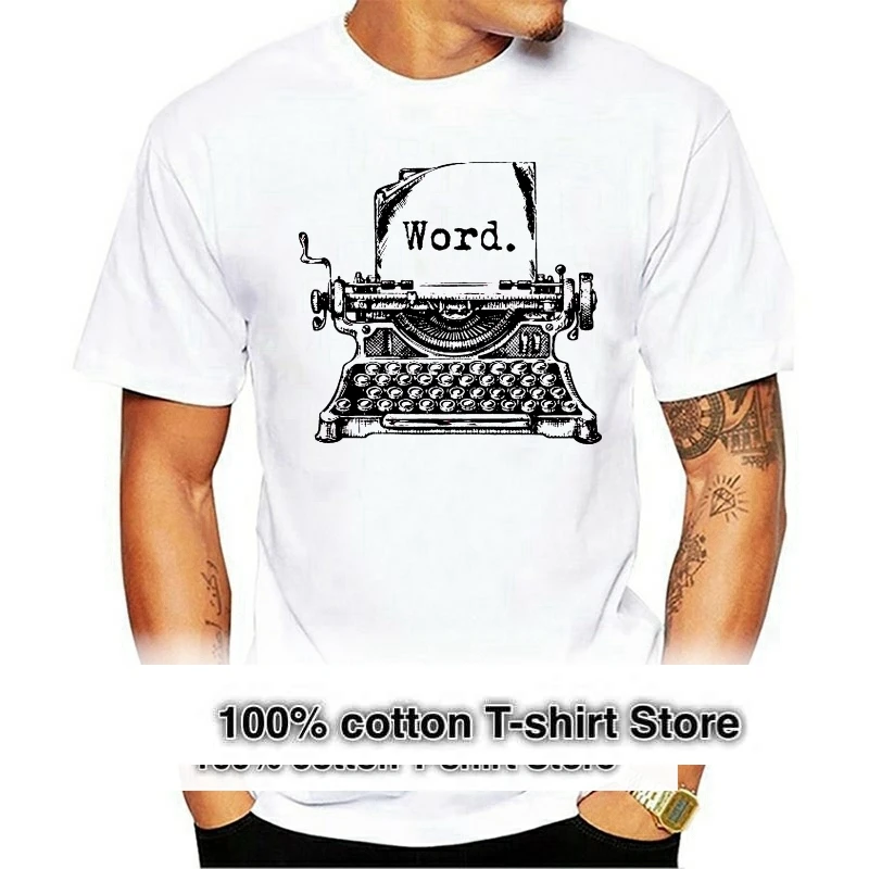 2024 Hot Sale Fashion Word Typewriter Distressed Adult T-Shirt Tee Shirt