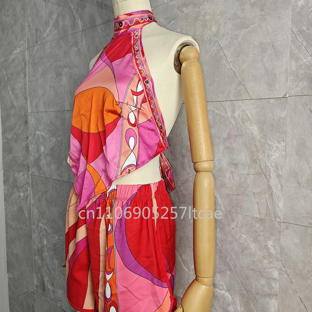 Setelan Pendek Wanita Desain Mewah Merek Desainer Setelan Seksi dengan Ikat Pinggang