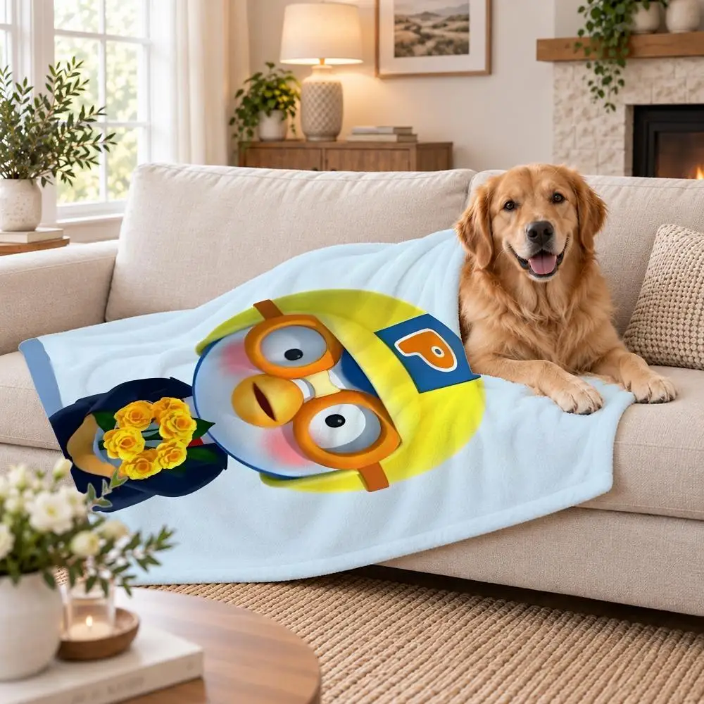 Anime Pororo Throw Soft Plush Flannel Pet Blanket, Home Decor Cover for Sofa, Bed, Trip & Picnic