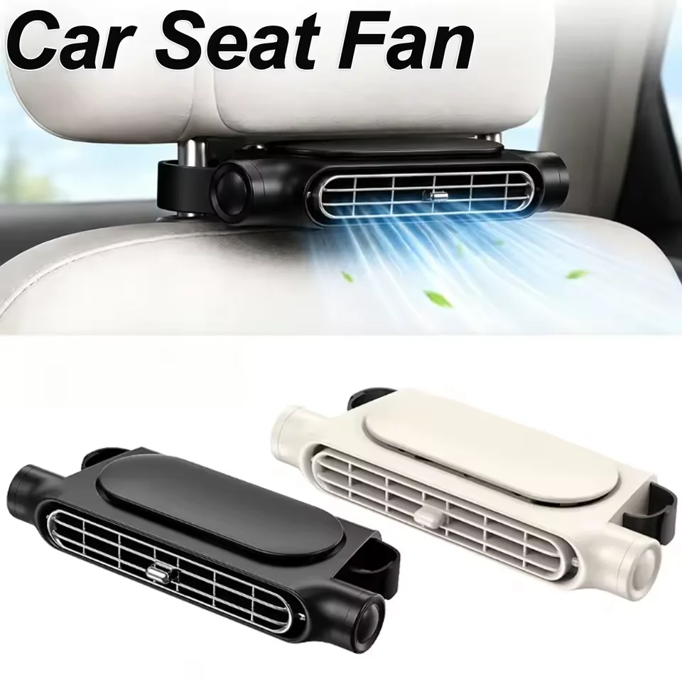 New Car Seat Fan 3 Speed Adjustable Backseat Cooling Fan USB Powered 3000mAH Battery Front Rear Seat Headrest Fan For Cars Truck