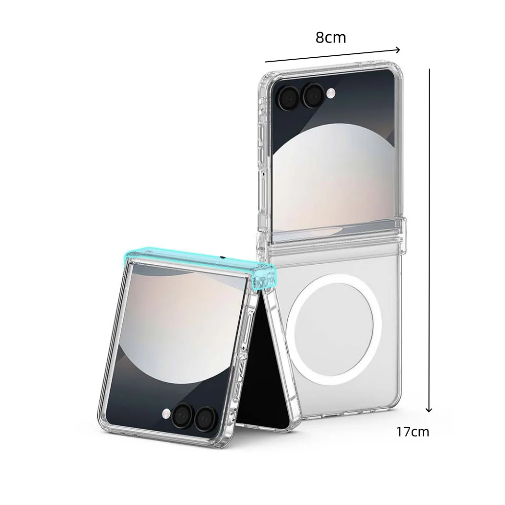 for Samsung Galaxy Z Flip 7 6 5 Case Clear Hinge Protection Compatible with Wireless Charging Shockproof Slim Case