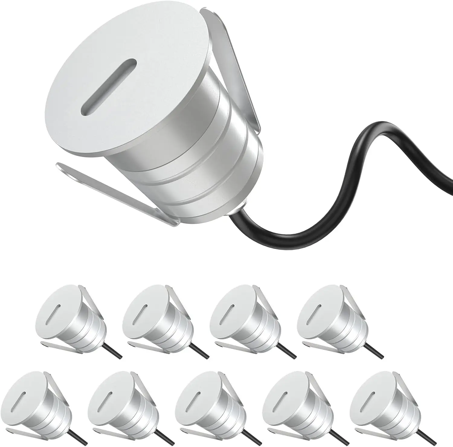 Recessed LED Step Light 1W 10Packs Mini Deck Lights, 12V DC Low Voltage In Ground Light IP67 Stair for Garden Lawn Yard Patio