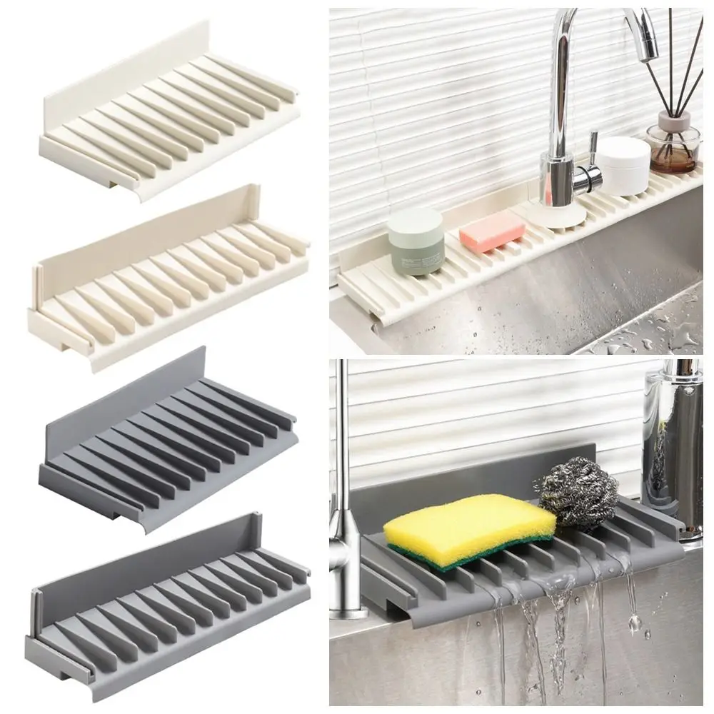 Silicone Sink Splash Guard Mat Spliceable Slope Design Kitchen Sink Holder Non-slip Quick Drain Drainage Drying Pad