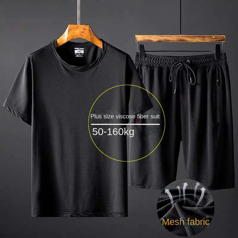 Männer Sport Anzug männer Mode Shorts + T-Shirt 10XL Sommer Atmungsaktivem Mesh Casual Anzug Jogger männer Kleidung