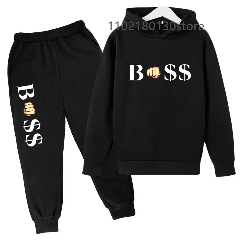 

Spring Autumn Boys Girls Casual Fashion Print Pullover Long Sleeve Hoodie Tops+Pants Tracksuit 2-14 Years Children's Clothes