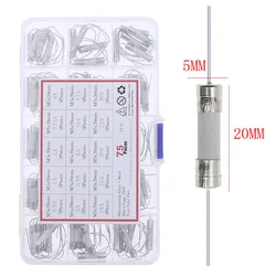 75Pcs 15Value 5 x20mm with a pin Fast Break Ceramic Fuse Tube Kit Box 0.5A 1A 2A 3.15A 4A 5A 6.3A 8A 10A 12A 15A 16A 20A 25A 30A