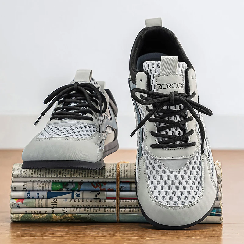 Men's Slip-On Lace-Up Casual Sports Shoes Breathable Mesh Unisex Spring Autumn Season Low Cut Flat Footwear Quick Easy Wear