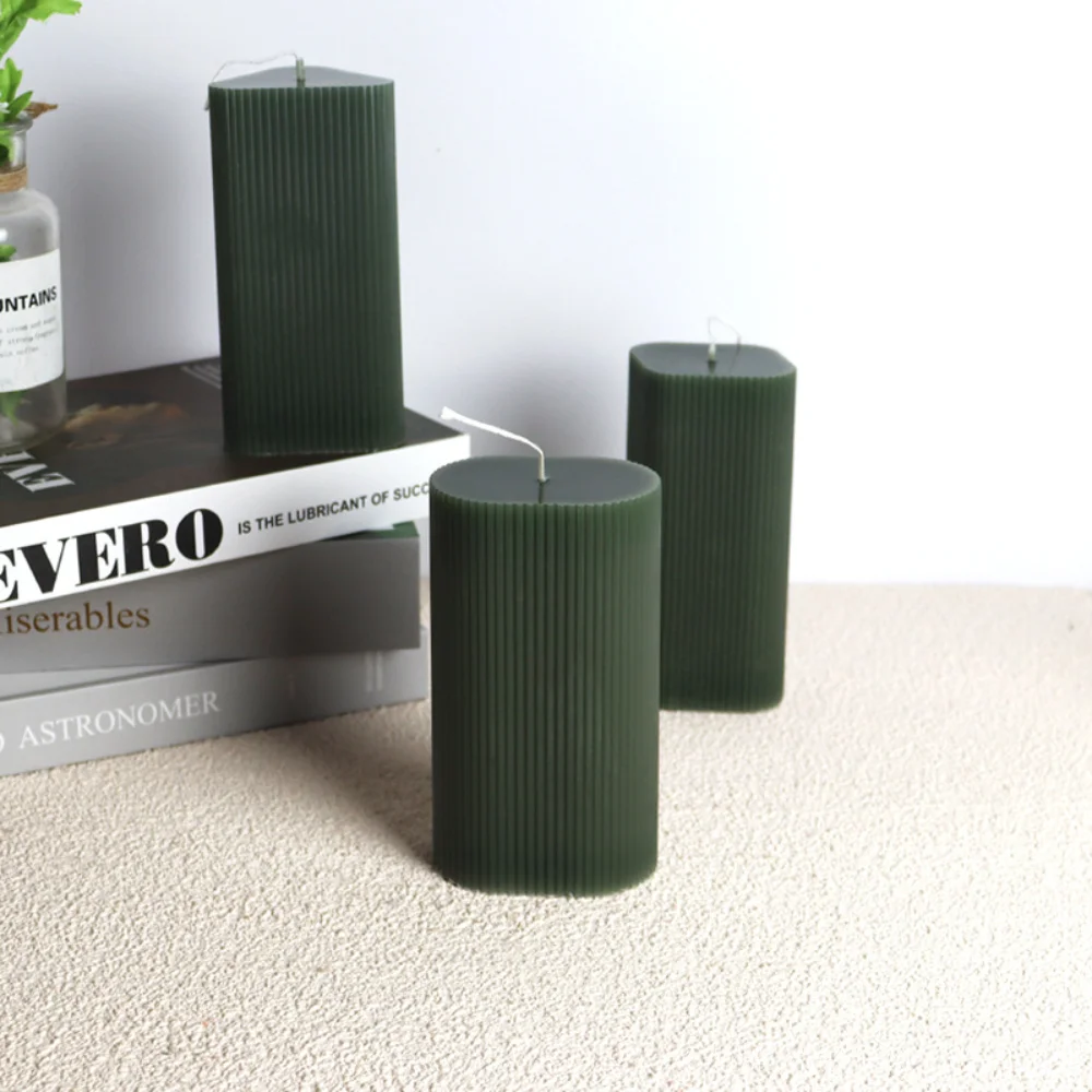 Geometric Cylindrical Acrylic Mold Triangular Resin Gypsum Mould Cube Stripe Candle Making Candlelight Dinner Decor Incense Gift