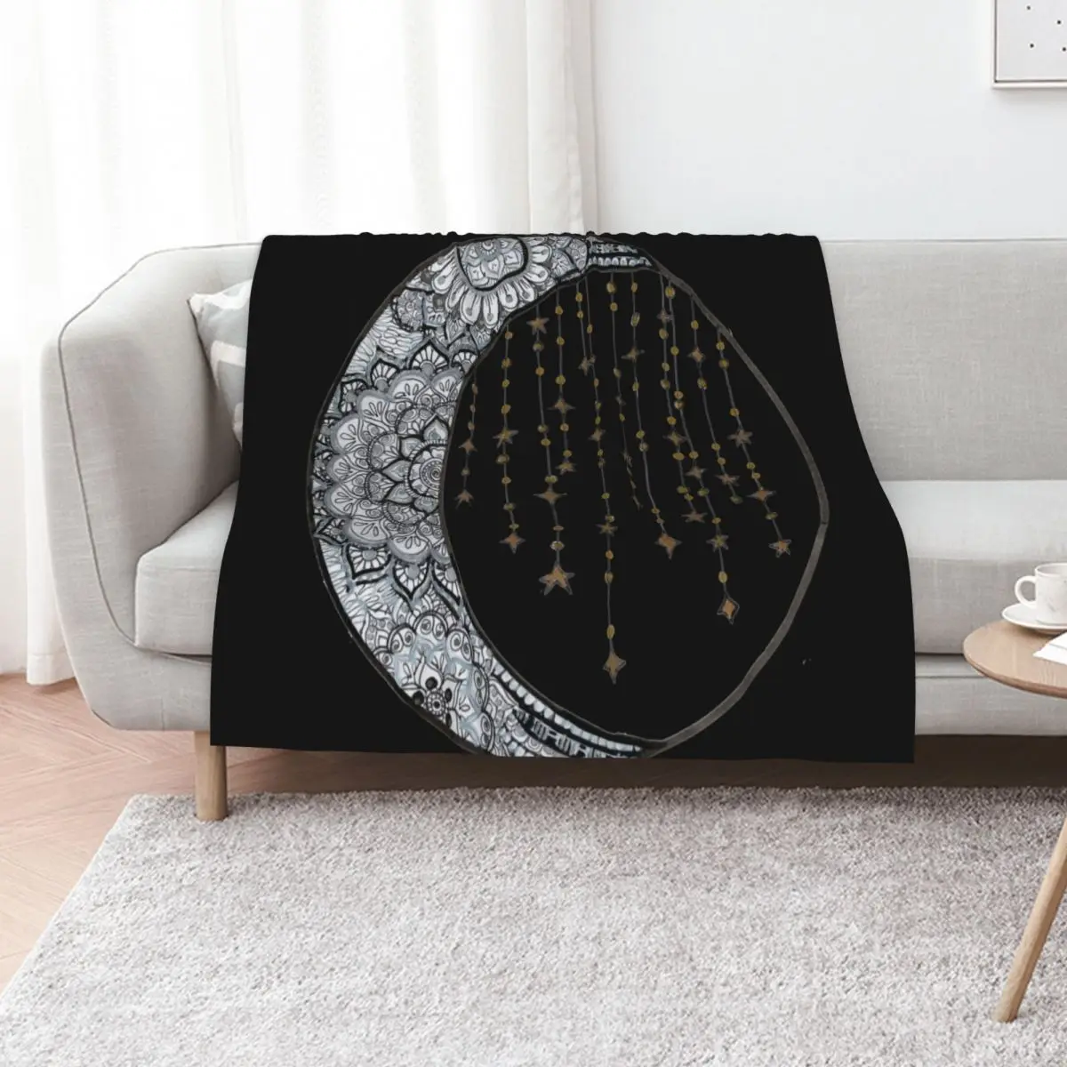 

Star Strung Moon: glimmer (black backround) Throw Blanket Fashion Sofas Picnic for sofa Custom Blankets