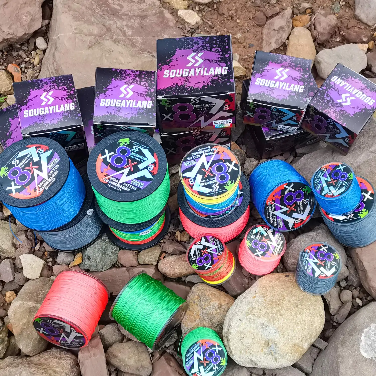 Sougayilang X8 Series Braided PE Line 4 Strands 300m, 500m Smooth Fishing Line, Crucian Bass Freshwater Fishing Carp Fishing