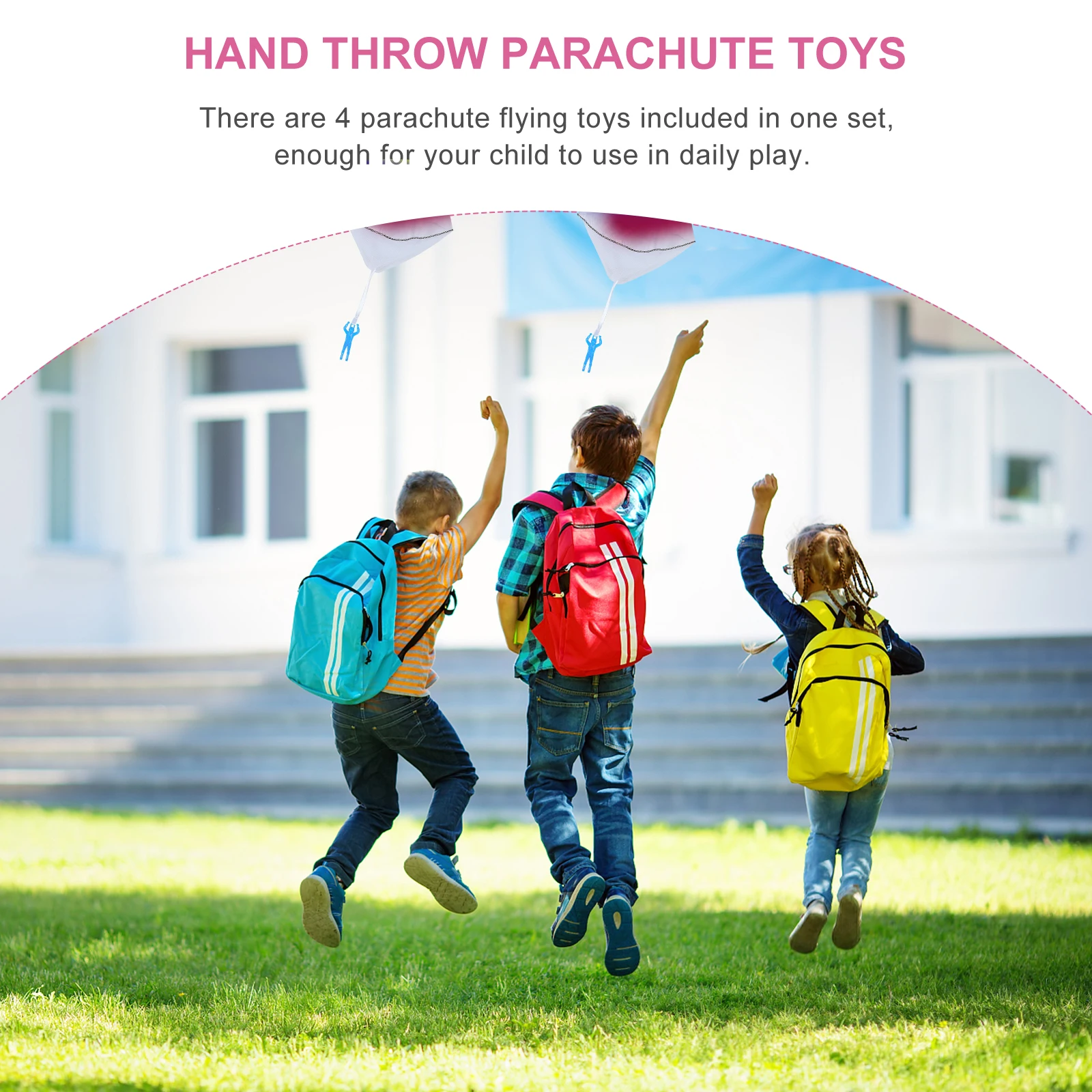 8 pçs diy em branco crianças pára-quedas branco mini soldado voando brinquedo para atividades criativas ao ar livre presente educacional