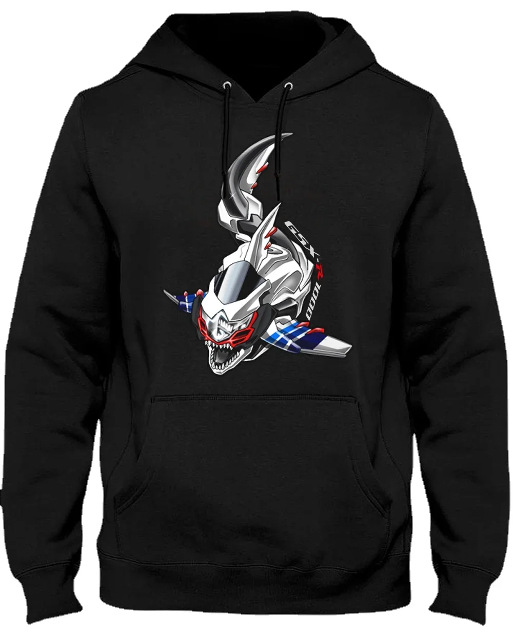 Classic Japanese GSX-R1000 Motorcycle Shark Inspired Pullover Hoodie Comfortable Cotton Casual Mens Sweatshirt Rider Streetwear