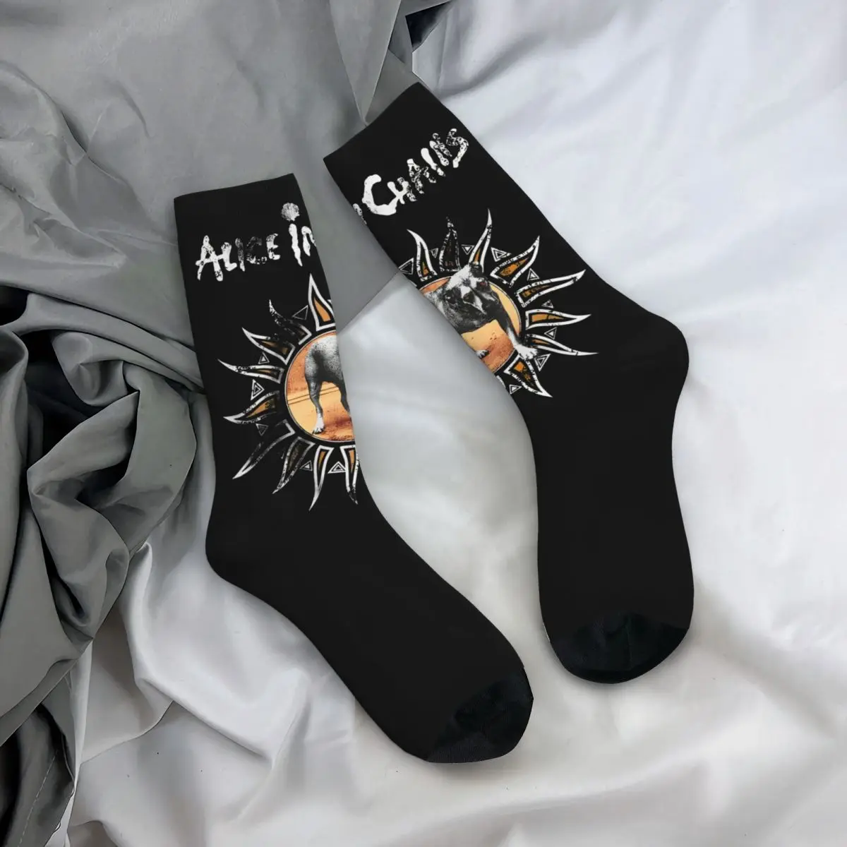 Tripod Alice In Chains Rock Band Theme Socks Merch for Female Non-slip Crew Socks