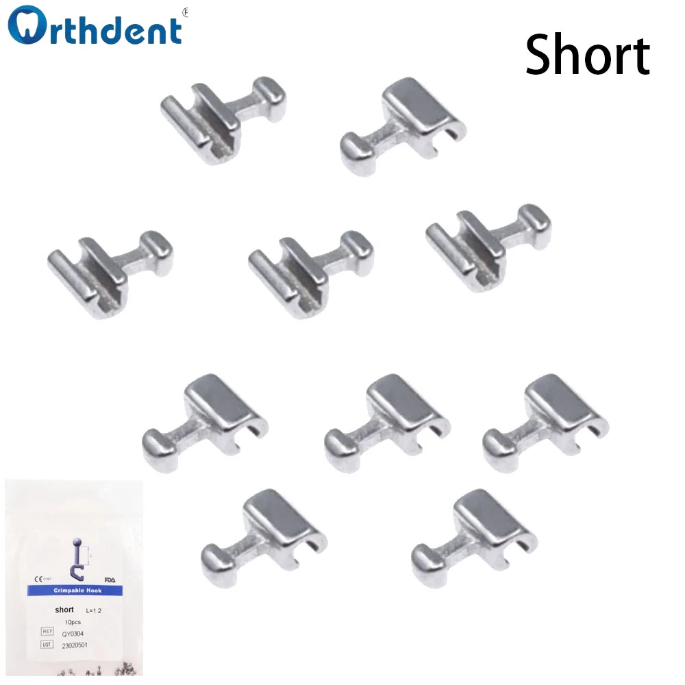 10Pcs/Pack Dental Orthodontic Crimpable Hooks Long/Short/Stop Type Stainless Steel Materials Dentistry Ortho Accessories Locks