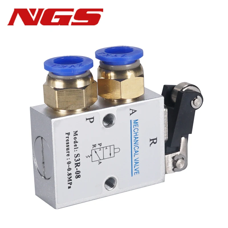 

1pcs Mechanical valve S3R-M5 Roller Lever Mechanical Valve with M5" BSP M5 Inch 3 Way 2 Position