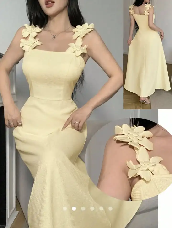 

Simple Pale Yellow Evening Dresses for Women Sleeveless Square Neck Jersey A-line Ankle Length Prom Gown Party Dress Customized