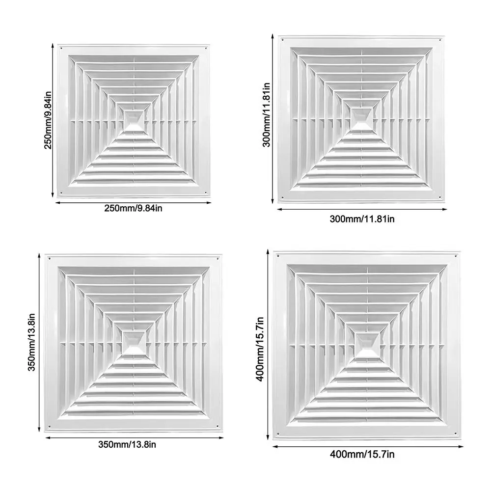 새로운 플라스틱 에어벤트 그릴 플랩 포함 화이트 덕트 히팅 벤트 무소음 작동 사각형 냉각 벤트 욕실용