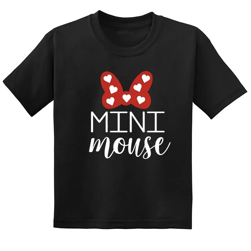 Matching Family Outfits Clothes Family Look MAMA & MINI Mouse Print T shirt Mom Daughter Cotton Tops Baby Girls Cute T-shirt