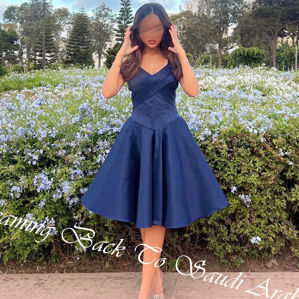 customizedCustomized Classic Ruched Square Neck Knee Length A-Line Vestidos De Fiesta Satin Sleeveless Zipper Back Vestidos Para