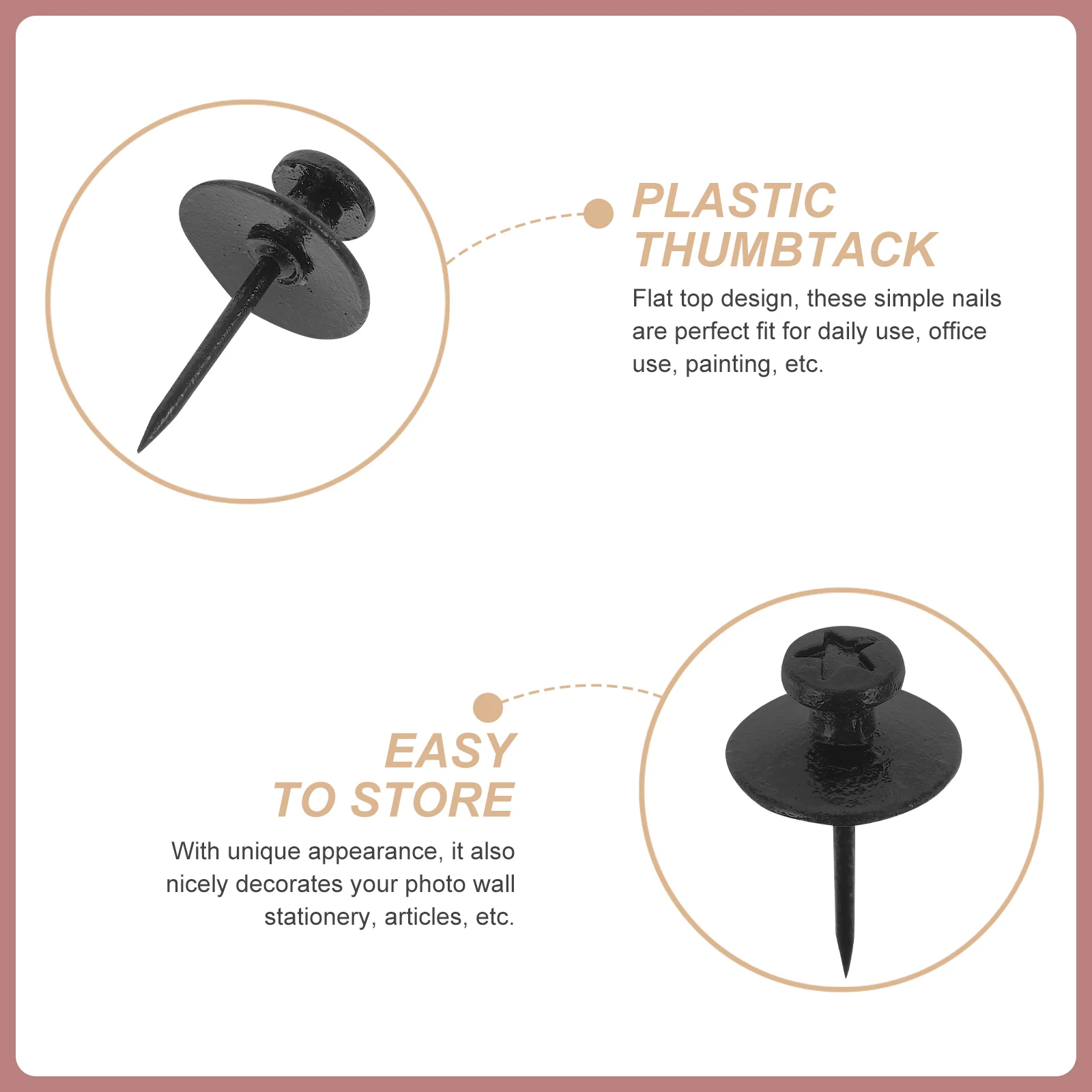 30 قطعة لوحة الفلين Thumbtack مريحة Thumbtacks قابلة للاستبدال دبابيس معدنية صغيرة متعددة الوظائف أسود مسطح