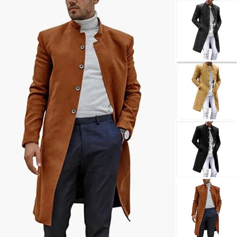 

23New Independent Station Woolen Coat Men's plus Size Thickened Coat Popular Order Woolen Trench Coat