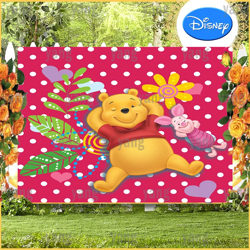 Lovely Dots Cake Photo Background Disney Birthday Red Backdrop Party Winnie Bear Tigger Piglet Banner Custom Boy Baby Shower