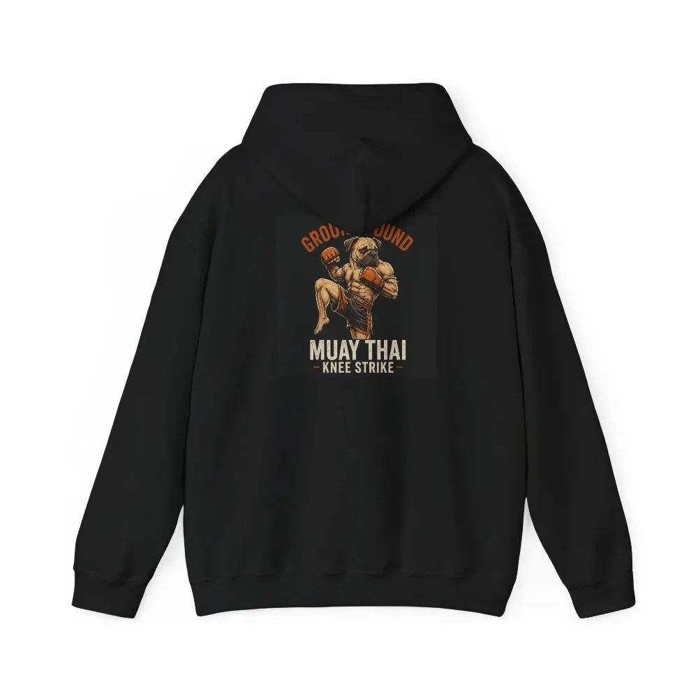 Muay Thai Knee Strike Hoodie Ground and Pound Martial Arts Graphic MMA Training Sweatshirt Unisex Men Women Gym Pullover Fitness