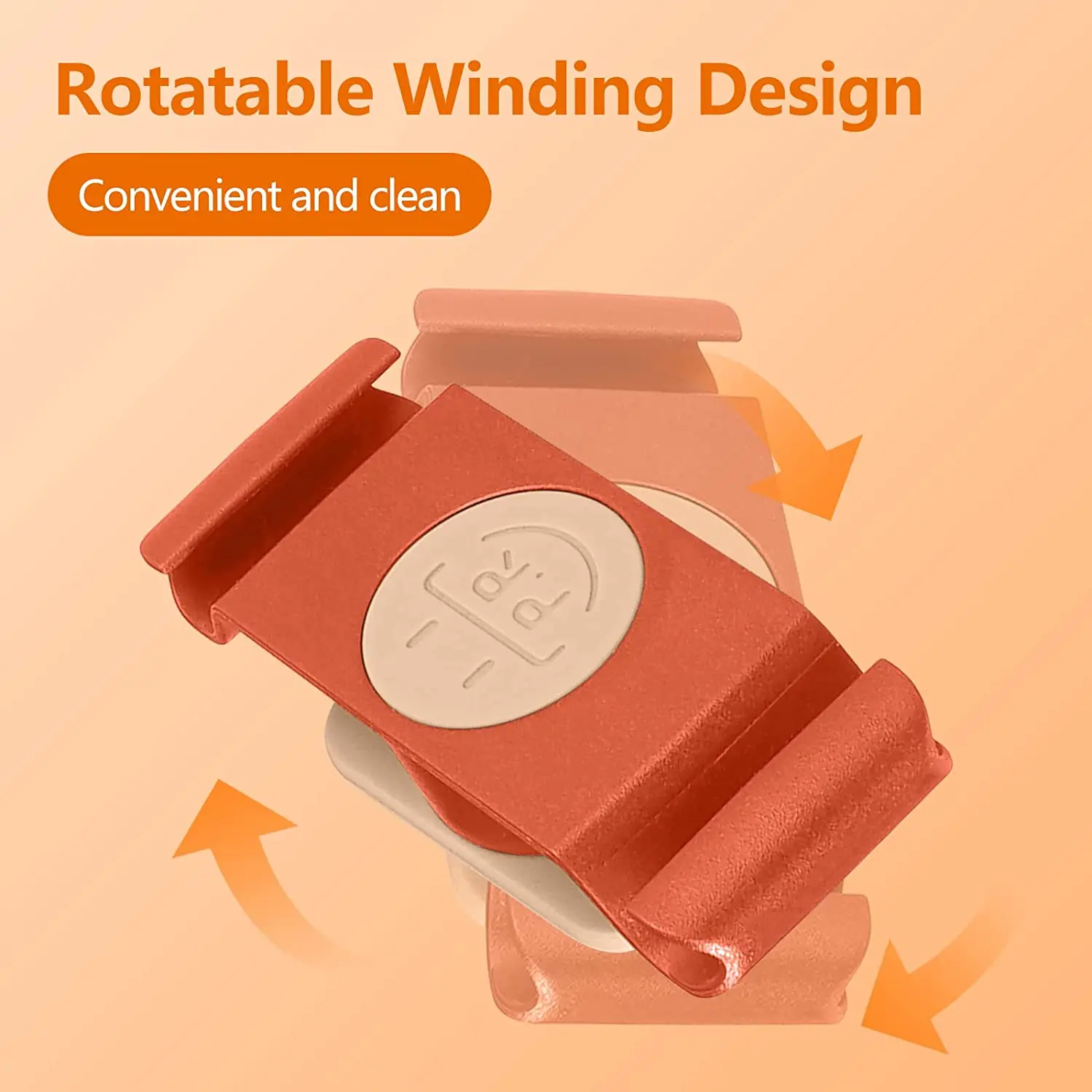 キッチン家電用の粘着性コードオーガナイザー、家電コードホルダー、回転ラップ、オレンジ、4個