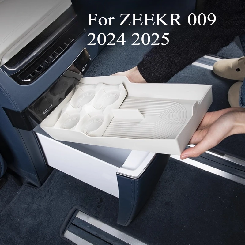 

For ZEEKR 009 2024 2025 Center Console Fridge Cup Holder Mat Liners, Non-Slip Silicone Pads