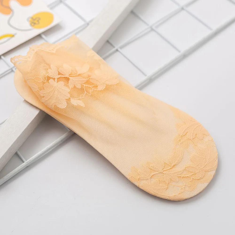 

Thin Transparent Non-slip Spring and summer Lace Women Leaves socks Mesh hosiery Boat socks Shallow mouth