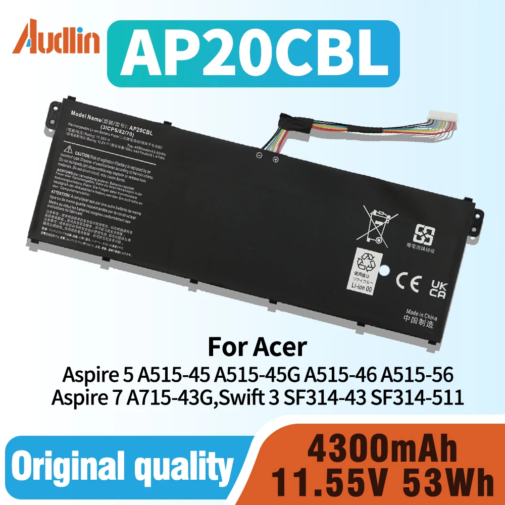 AP20CBL Laptop Battery for Acer Vero AV15-51 Aspire 7 A715-43G Aspire 5 A515-45 A515-46 A515-45G Swift 3 SF314-43 SF314-511