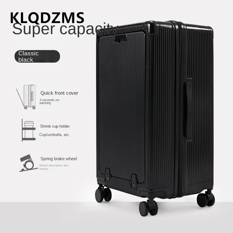 KLQDZMS-Valise à roulettes avec cadre en aluminium pour femme, bagages pour ordinateur portable, ouverture avant, chargement USB multifonctionnel, 24 ", 26", 28 ", 30"