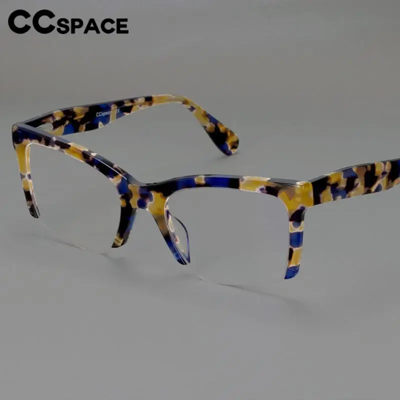 Retro Women\'s Reading Glasses Trendy Half Frame Acetate Eyeglass Frames Women Trend Prescription Glasses R49409