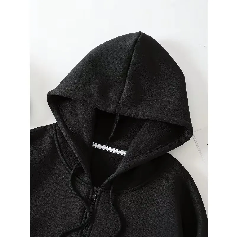 Damen-Fleecejacke mit Kapuze und Reißverschluss für Frühling, Herbst und Winter, Lockerer Reißverschluss-Stil für einen Trendigen Street-Look – Detail 6