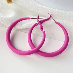 Trendy Big Round Hoop Earrings for Women Statement Jewelry Trendy European Pink Rose Geometry Circle Dangle Earrings Gift